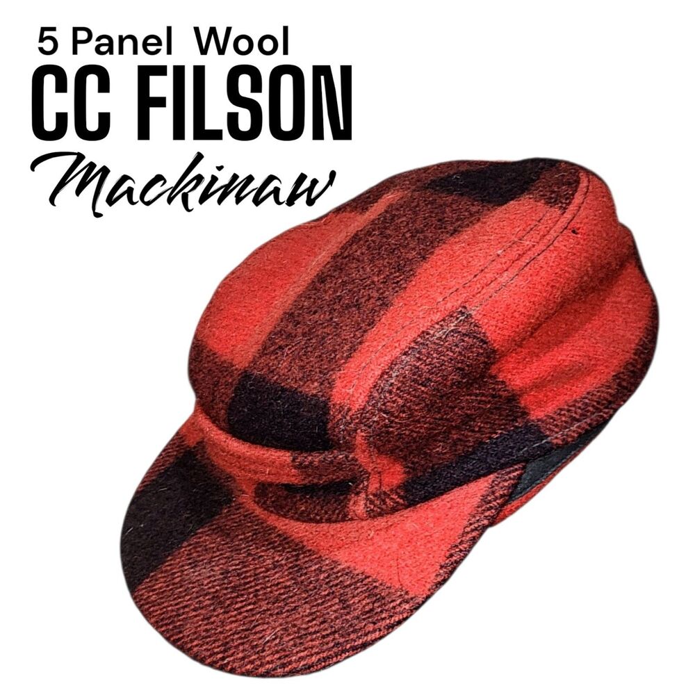 Filson Red & Black Mackinaw Wool 5-Panel Cap